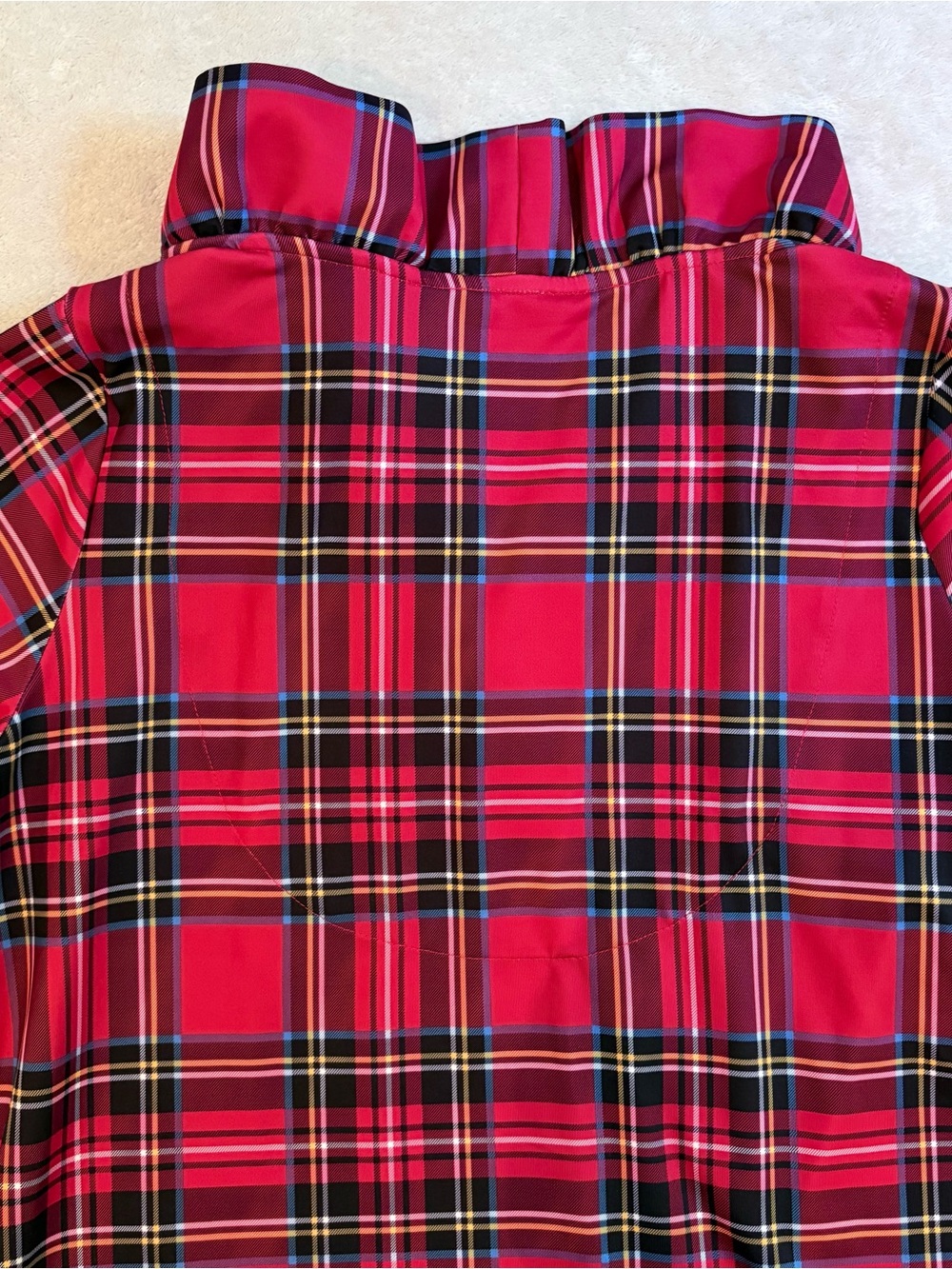 Gretchen Scott Designs Ruff Red Plaid Crossover Ruffled Collar Tunic Sz L - Picture 5 of 11